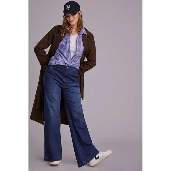 Pilcro Anthropologie Womens Blue Denim The Pier Relaxed Trouser Jeans Size 27 - Picture 1 of 16